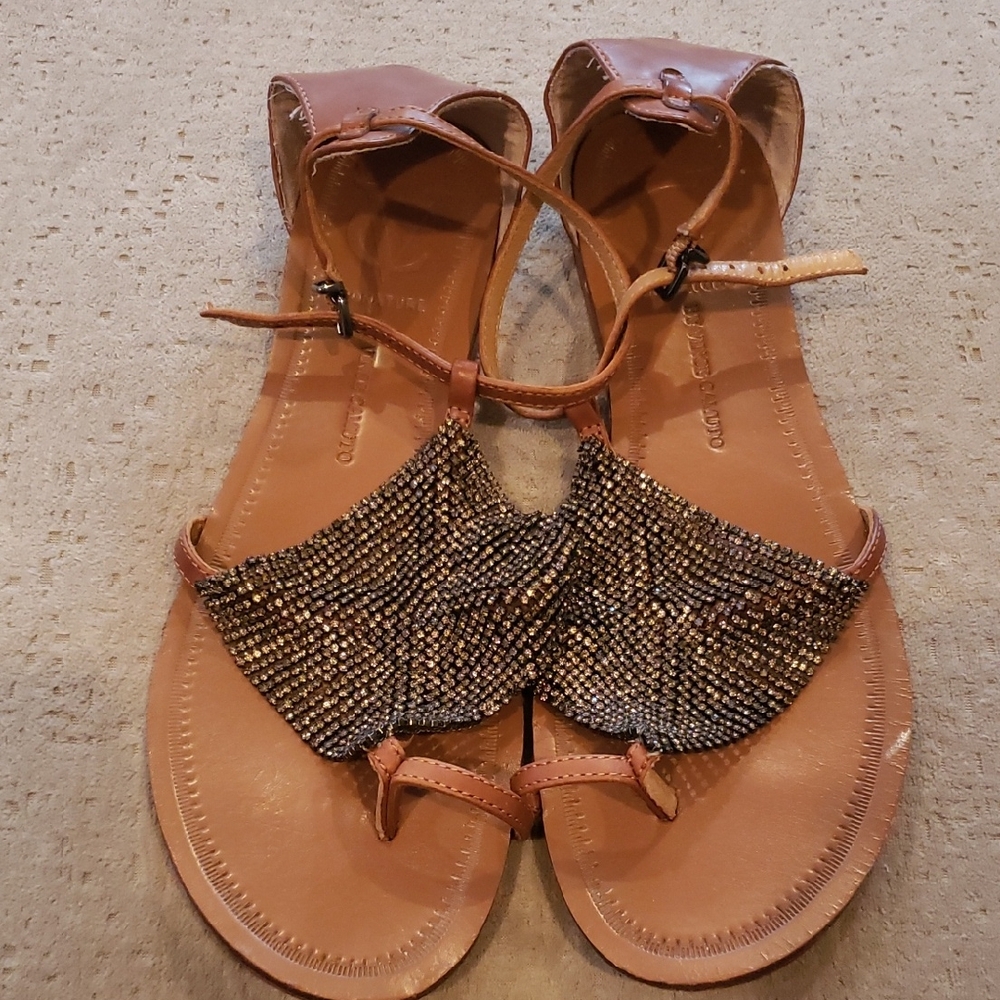 Vince Camuto Tan and Silver Sandals